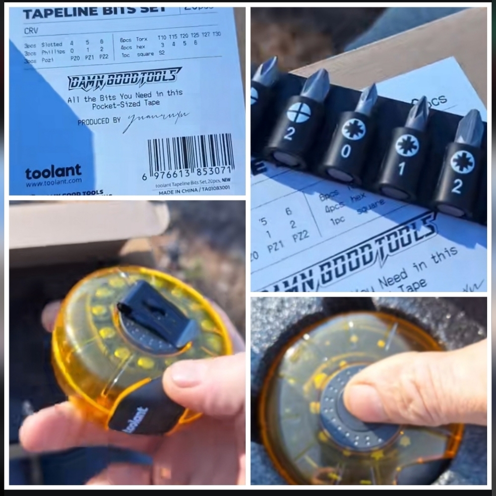 New 20 pieces Drill Tapeline Bits Set Built-in Belt Clip Retractable Tool Case